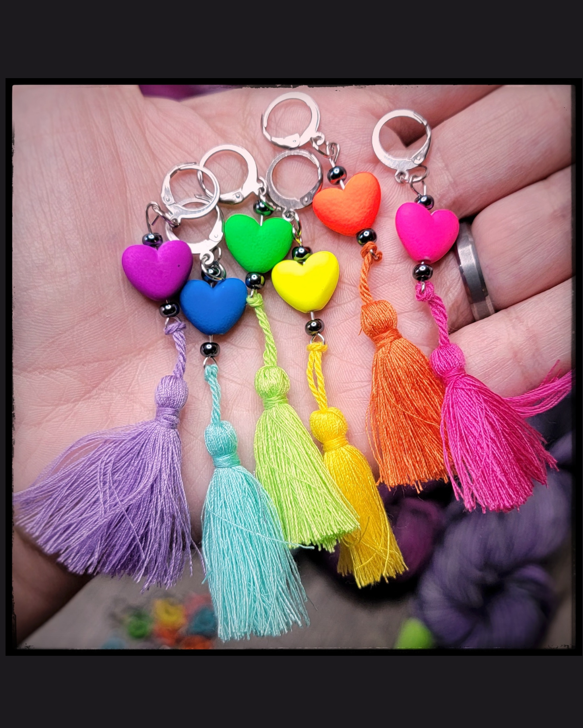 Limited series Rainbow heart stitch markers